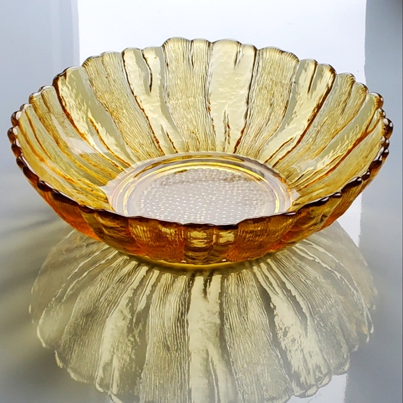 10"๐ป"Country Garden"๐ป Honey Gold ๐ป Bowl by Anchor Hocking - Picture 2 of 9